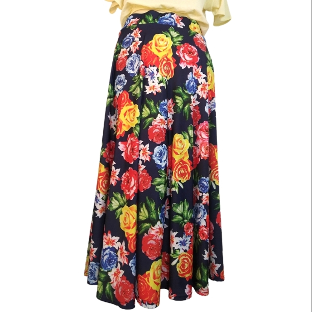 Super soft and stretchy floral swing skirt with elastic waistband